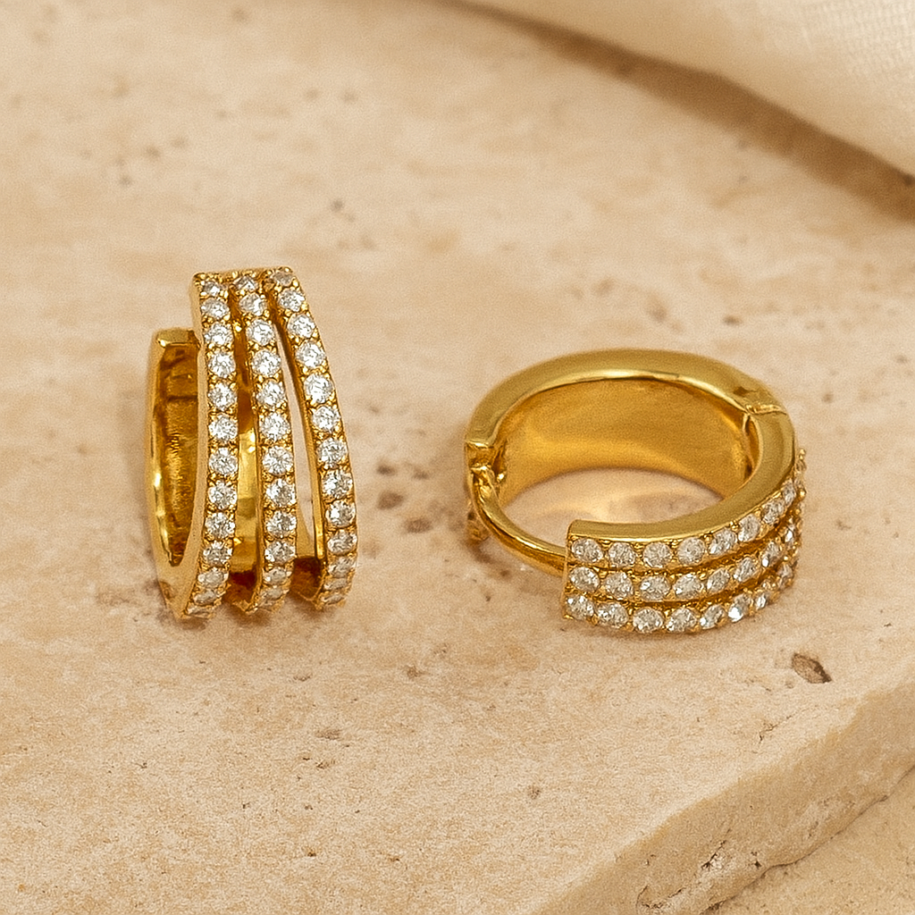 Tri Line Huggies-Huggie-Anushka Jain Jewellery