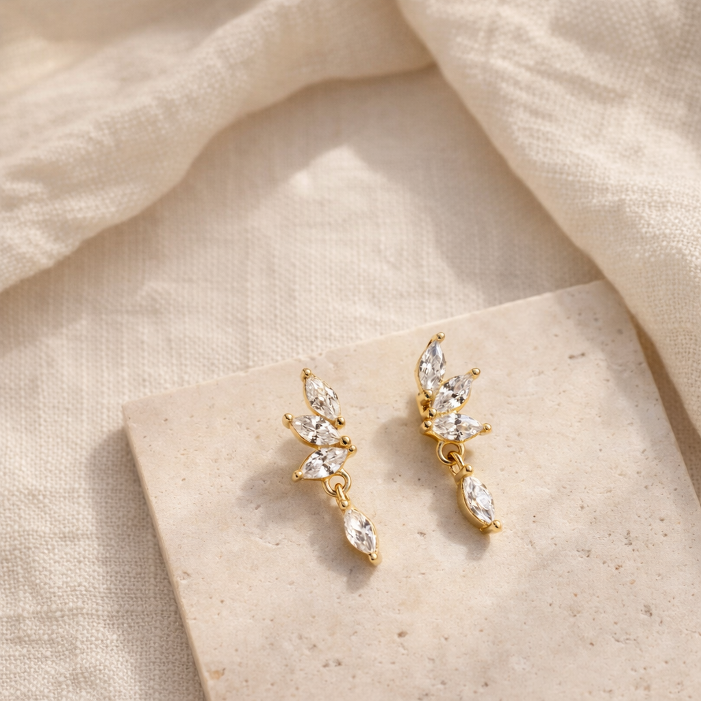 Tri Marquise Drop Stud-Anushka Jain Jewellery