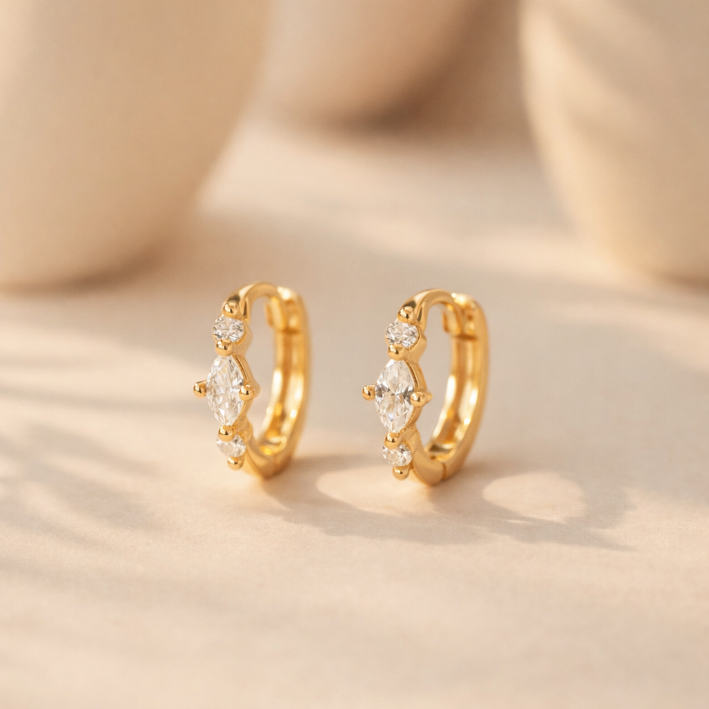 Tri Marquise Huggie-Anushka Jain Jewellery