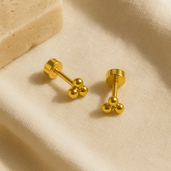 Trio Ball Studs-Studs-Gold Vermeil-Anushka Jain Jewellery