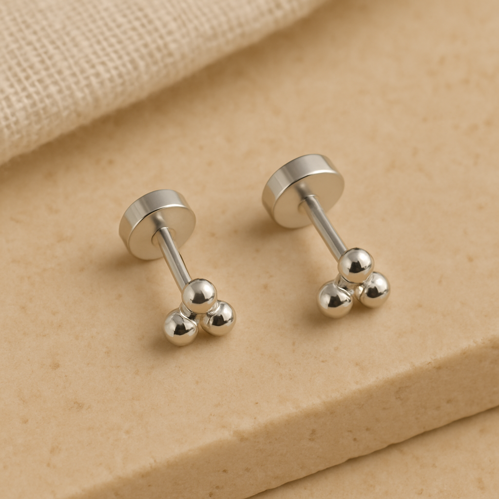 Trio Ball Studs-Studs-Silver-Anushka Jain Jewellery