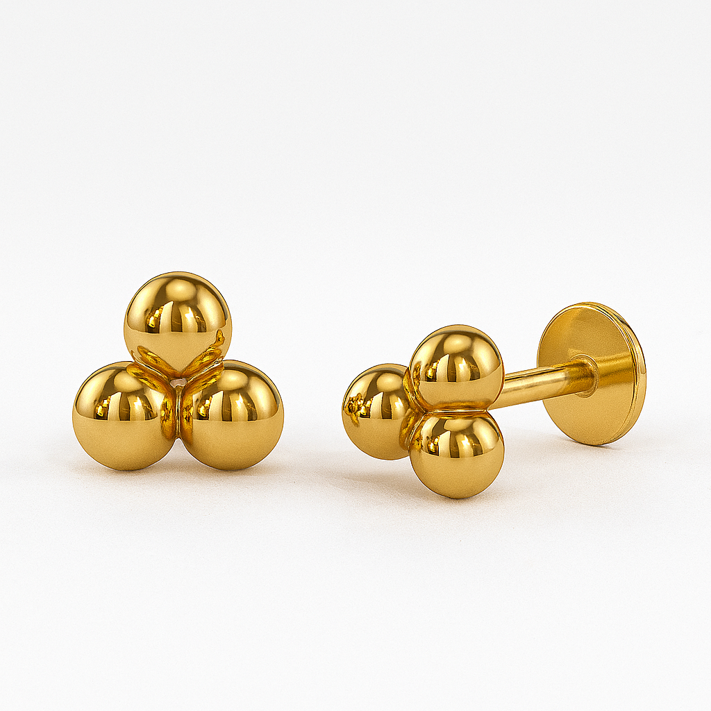 Trio Ball Studs-Studs-Anushka Jain Jewellery