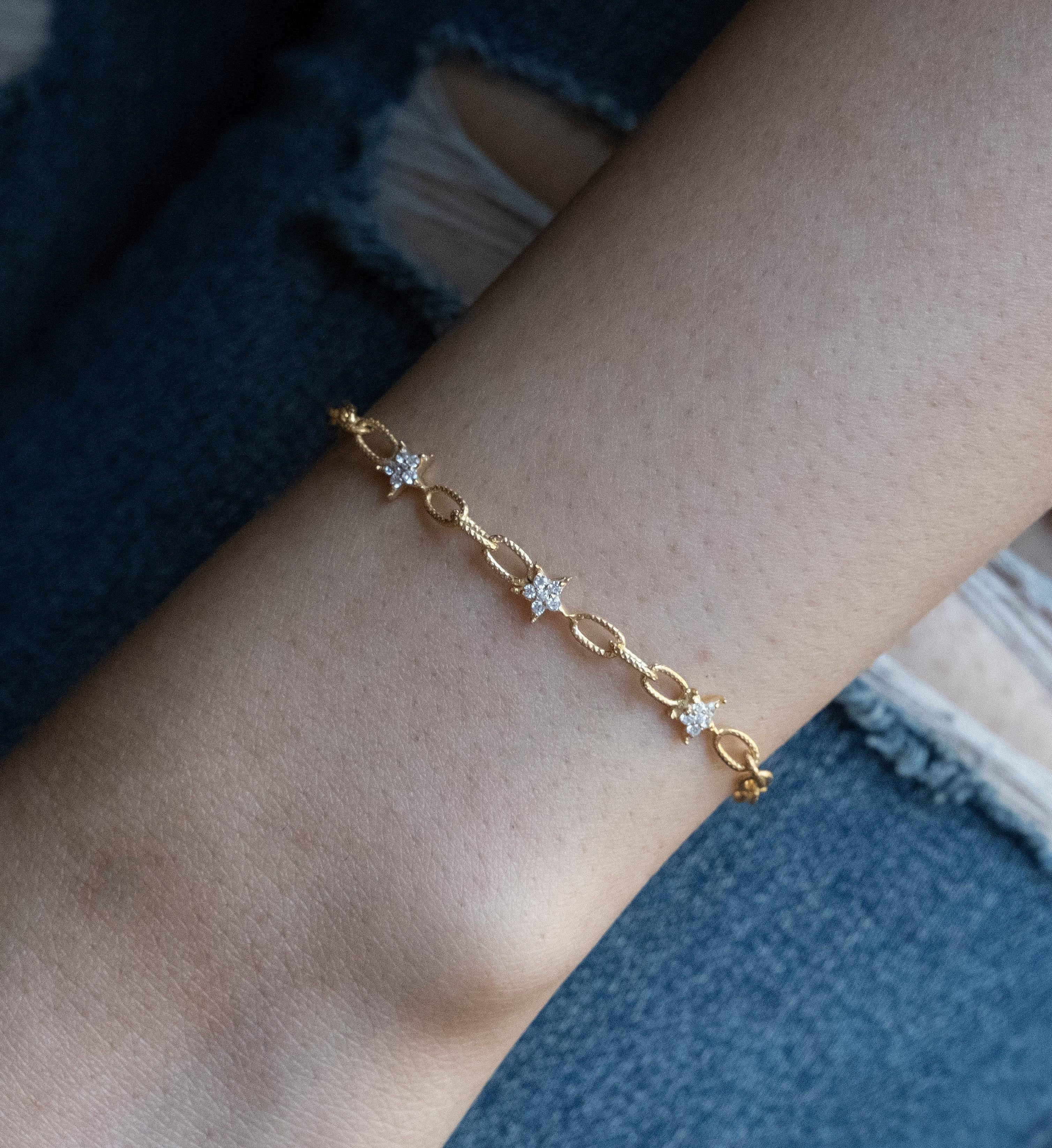 Triple Star Chain Bracelet-Bracelets-Anushka Jain Jewellery