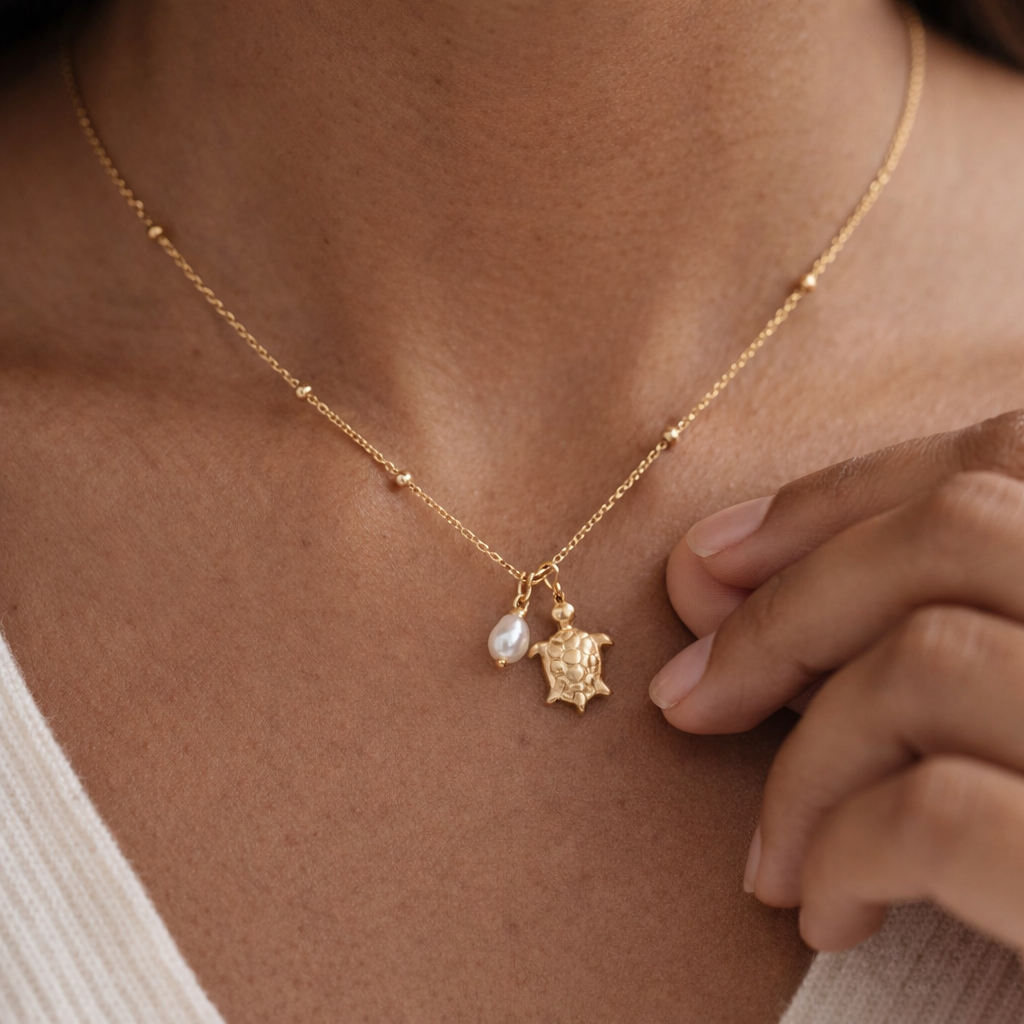 Turtle Pearl Necklace-Anushka Jain Jewellery