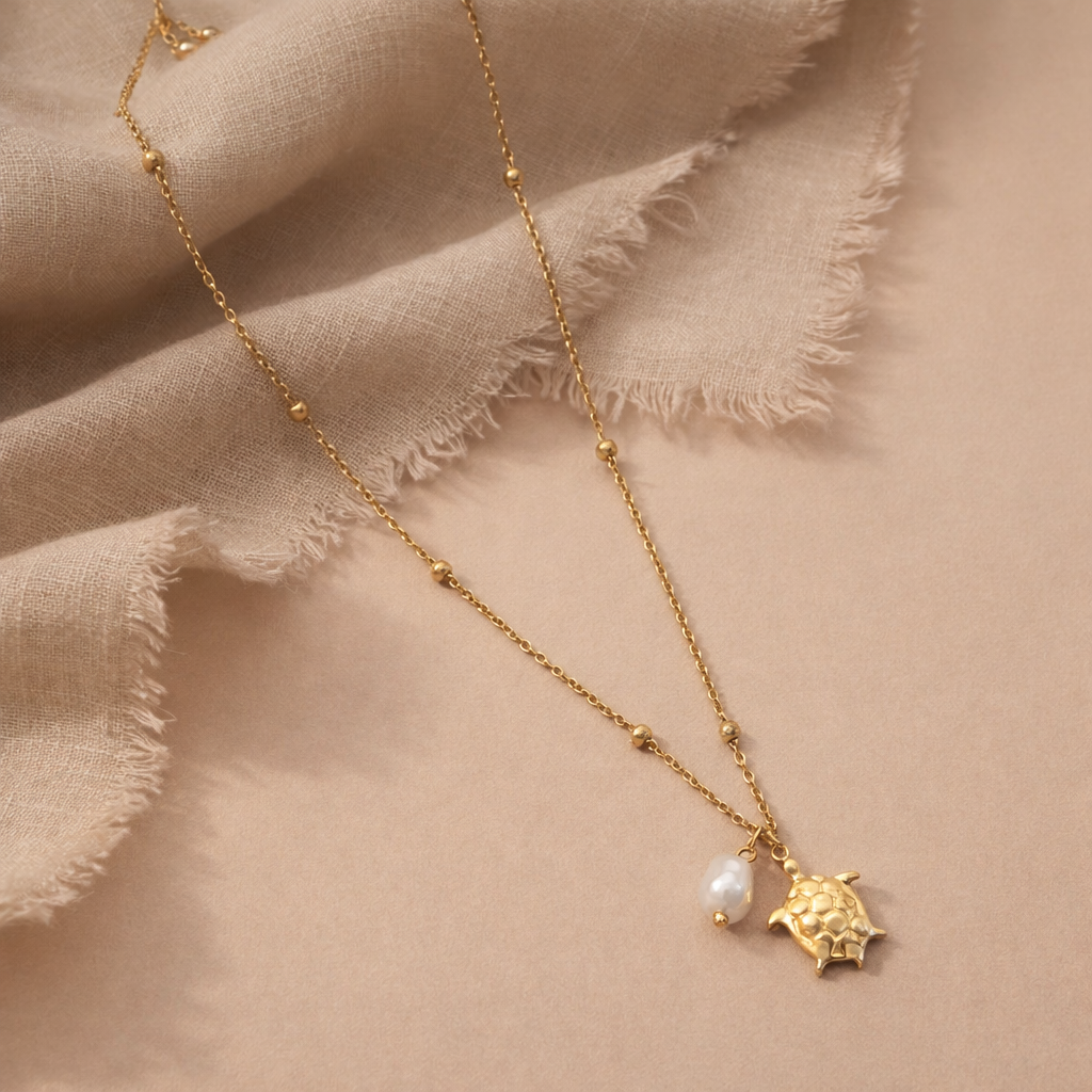 Turtle Pearl Necklace-Anushka Jain Jewellery