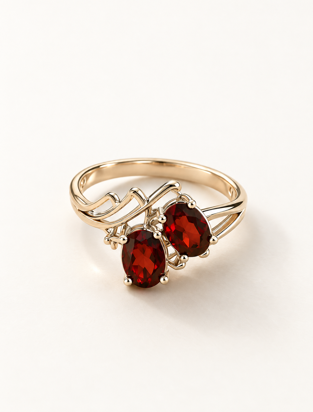 Twin Flame Garnet Ring
