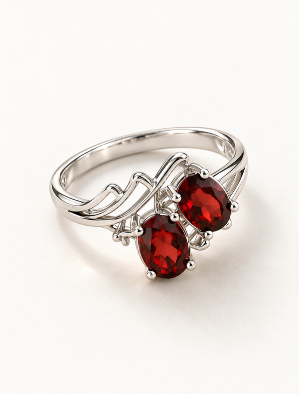 Twin Flame Garnet Ring