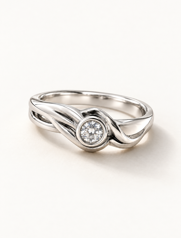 Twisted Bezel Solitaire Ring