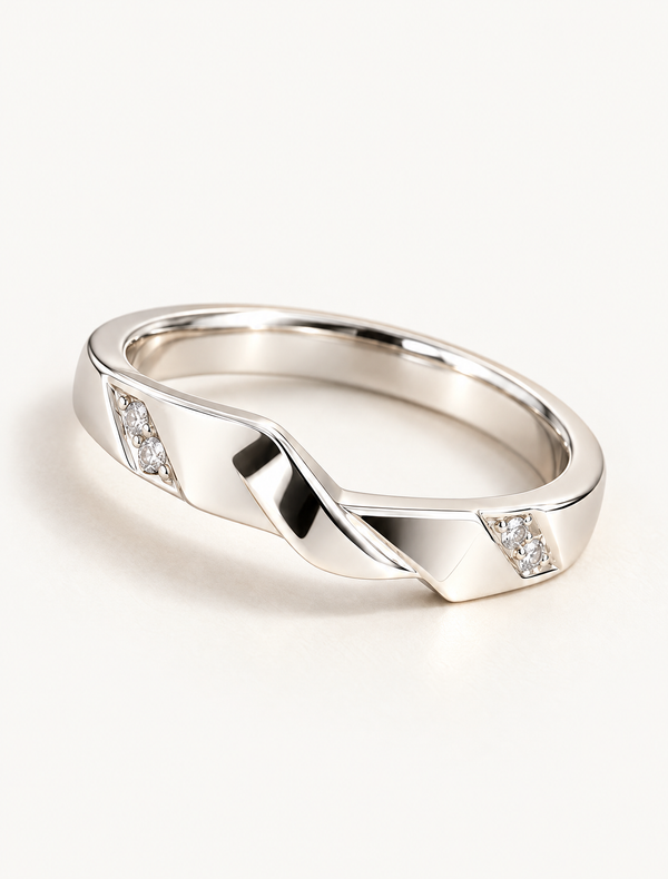 Twisted CZ Accent Band Ring