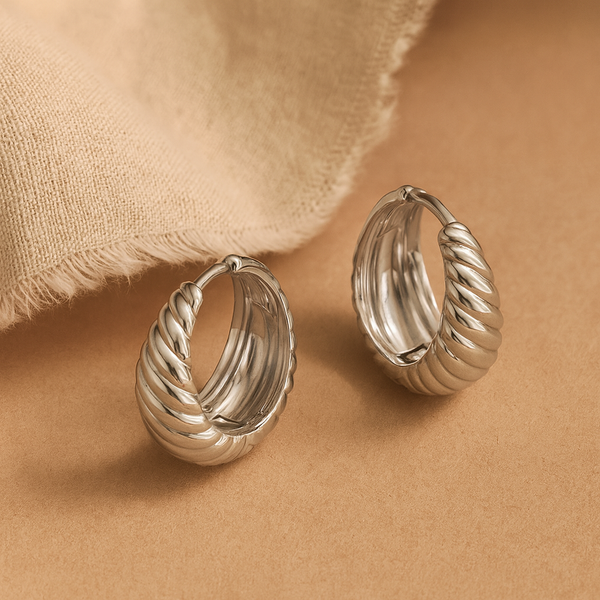 Twisted Huggie Earring-Huggie-Silver-Anushka Jain Jewellery