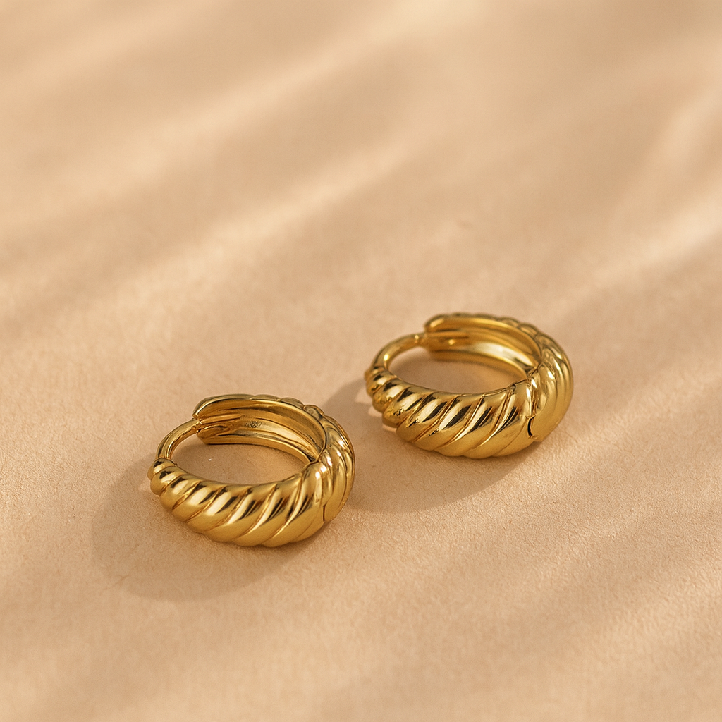 Twisted Huggie Earring-Huggie-Gold Vermeil-Anushka Jain Jewellery