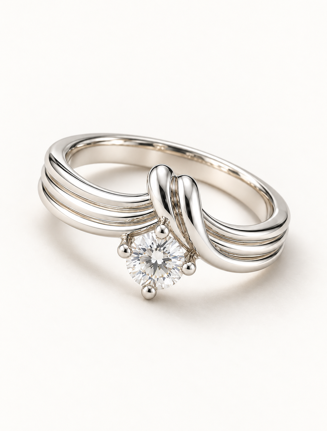 Twisted Solitaire CZ Ring
