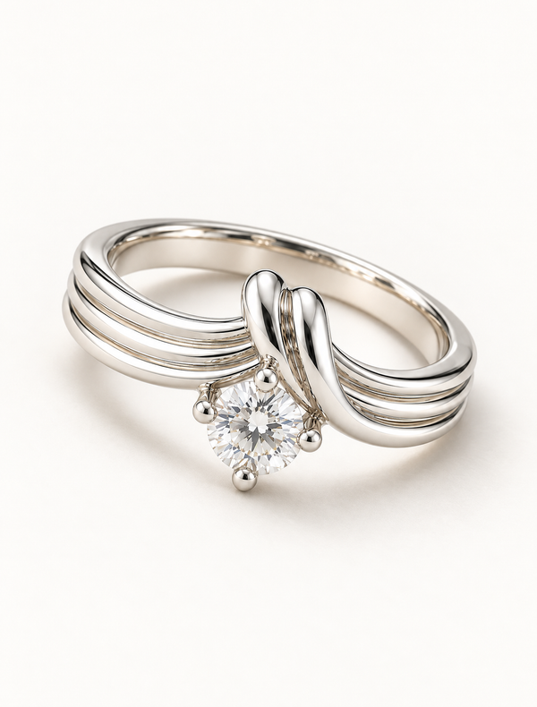Twisted Solitaire CZ Ring