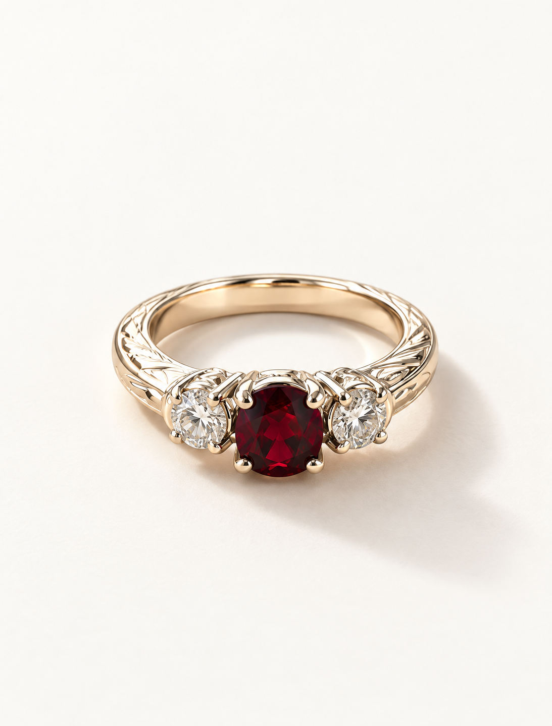 Victoria Garnet Three Stone Ring
