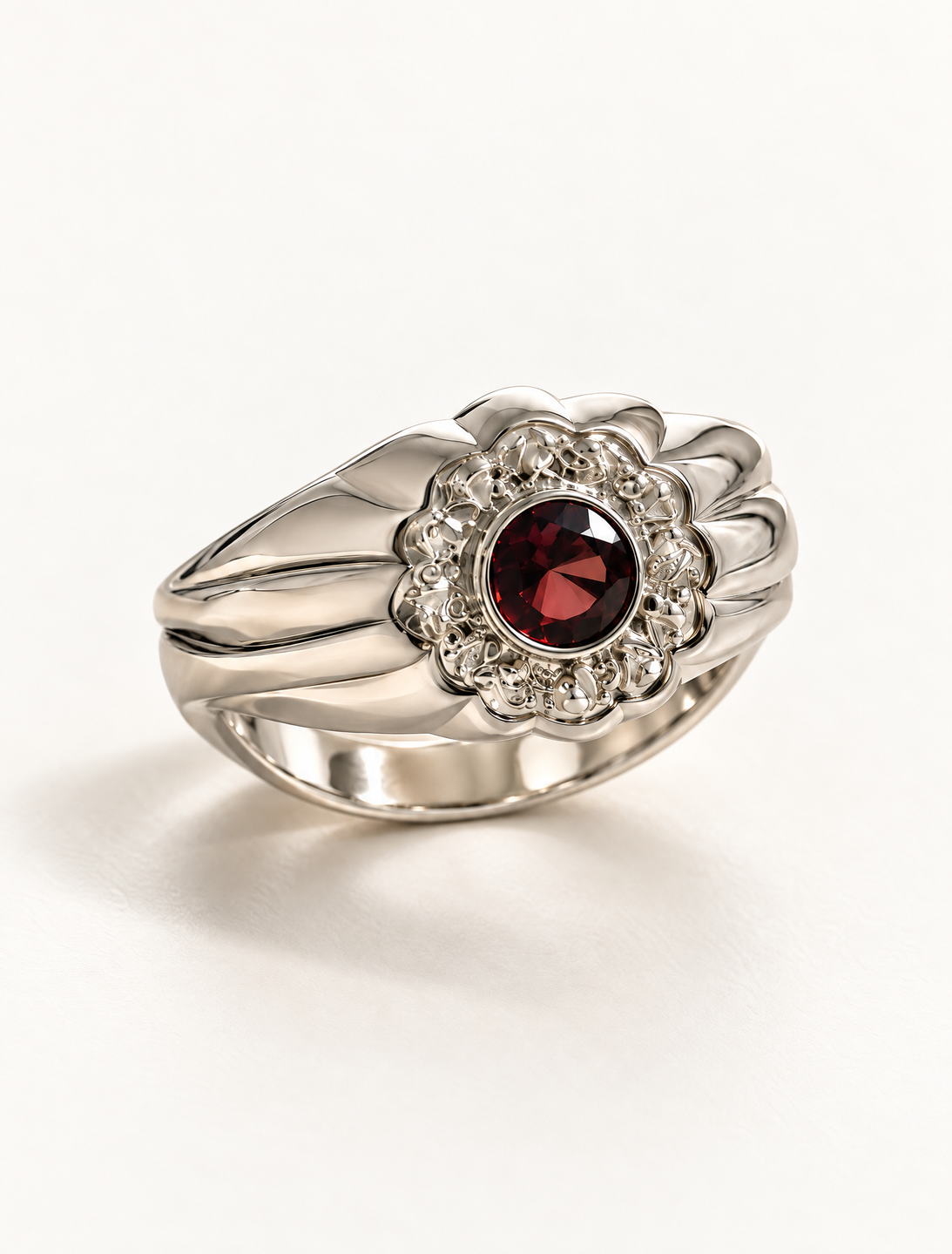 Vintage Garnet Floral Ring