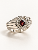 Vintage Garnet Floral Ring