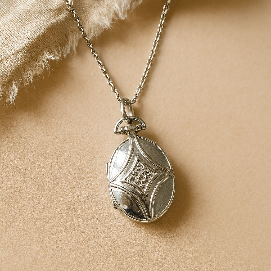 Vintage Oval Locket Necklace-Lockets-Silver-Anushka Jain Jewellery