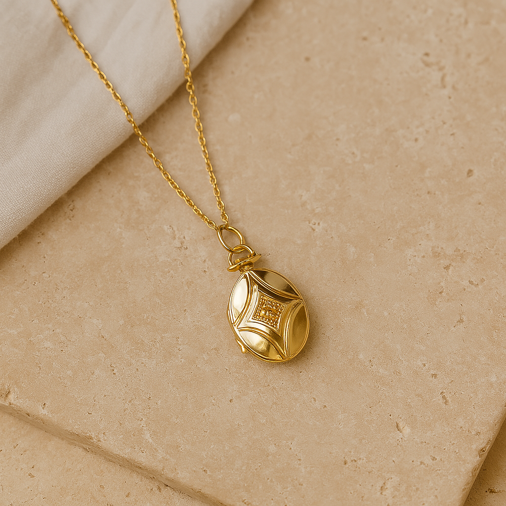 Vintage Oval Locket Necklace-Lockets-Anushka Jain Jewellery