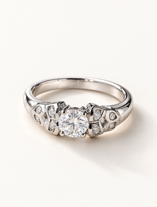 Vintage White CZ Engagement Ring