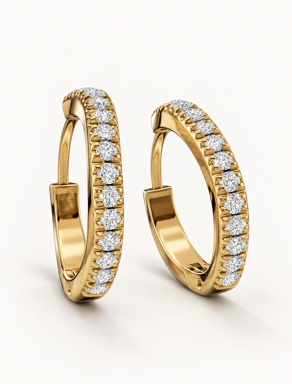 Wave Diamond Hoops