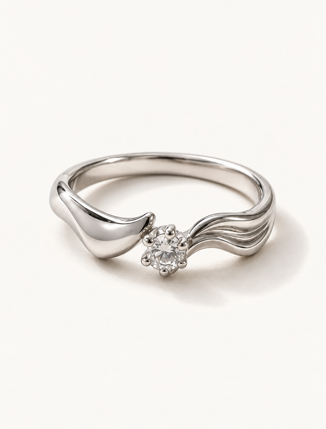Wave Solitaire Ring