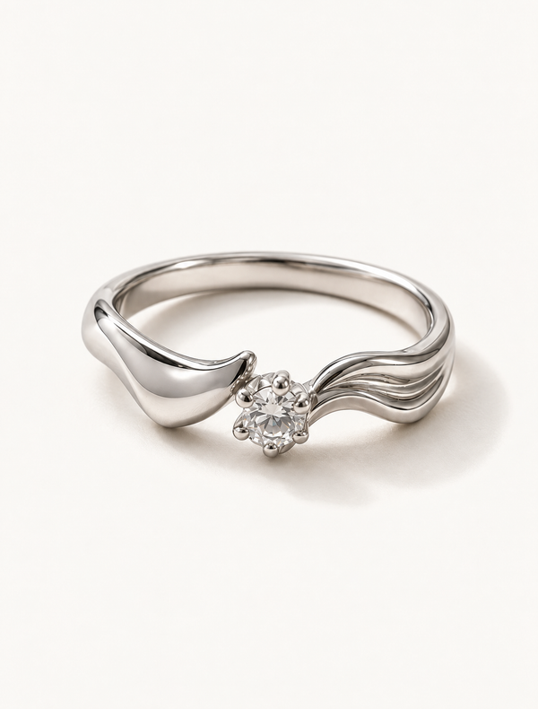 Wave Solitaire Ring