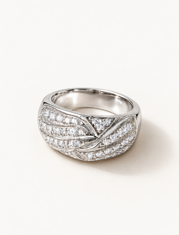 White CZ Statement Band Ring