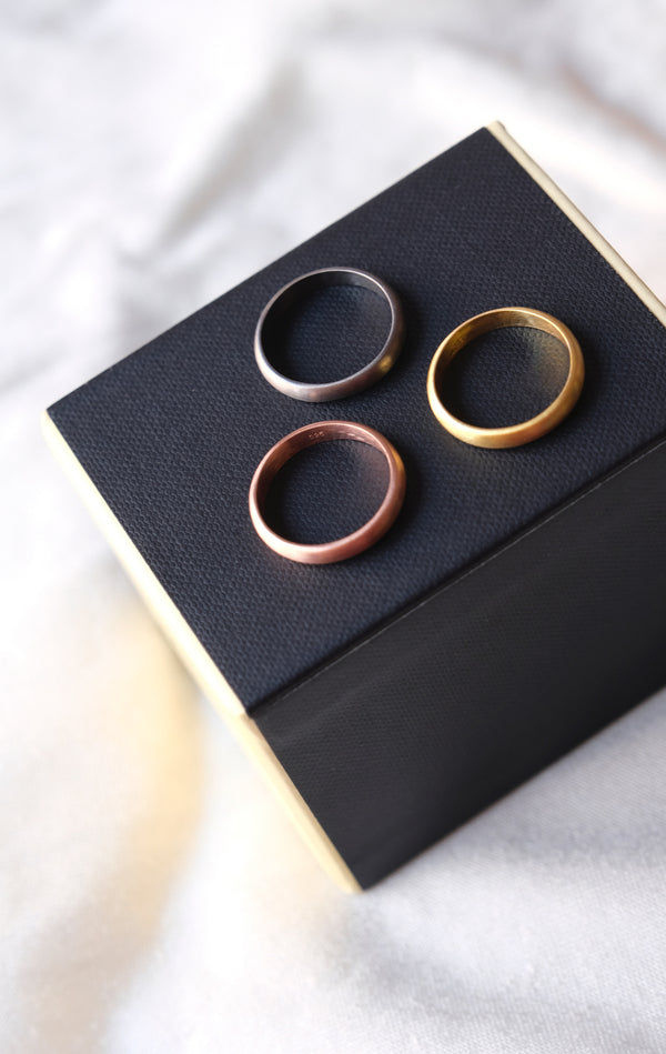 Wide 6mm matte finish ring in sterling silver with modern minimal design