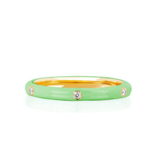 Pastel Green Studded Enamel Ring