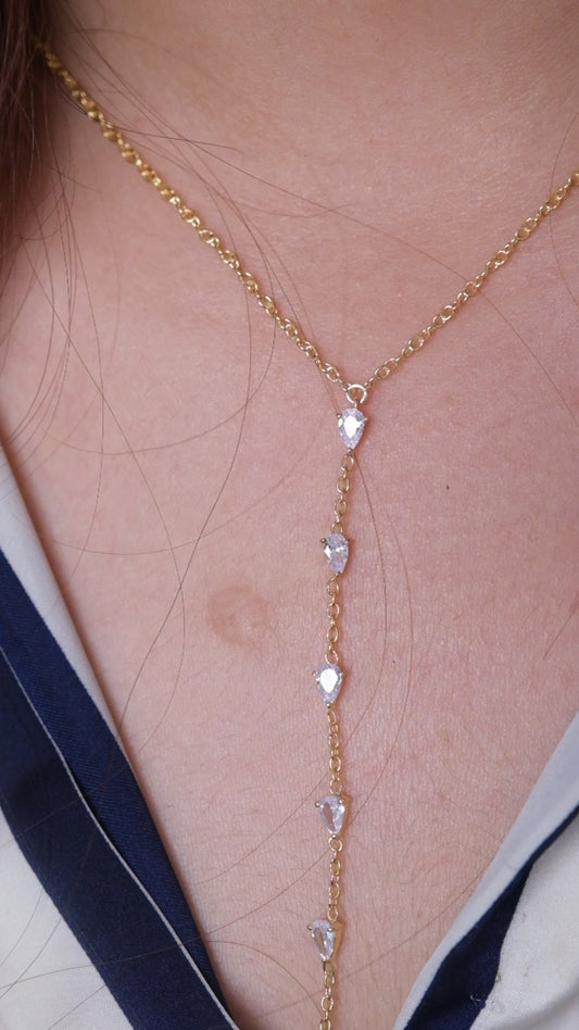 Diamond Pear Lariat Necklace