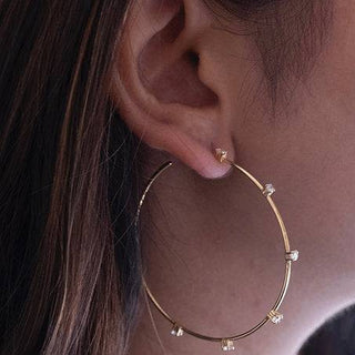 Stationed Thin Hoop Earring