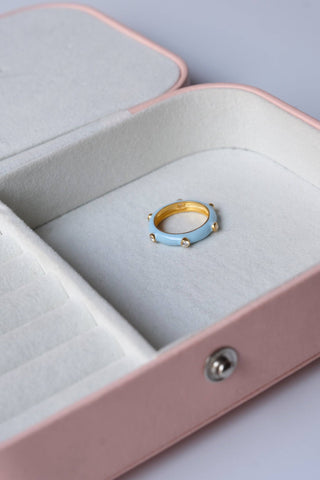 Light Blue Studded Enamel Ring