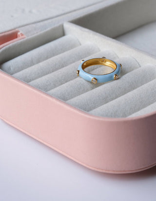 Light Blue Studded Enamel Ring