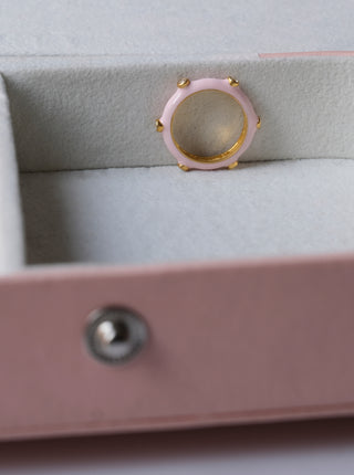 Pastel Pink Studded Enamel Ring