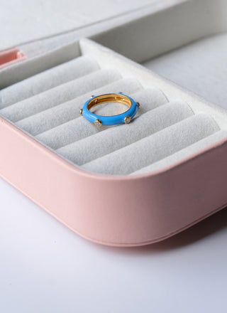 Blue Studded Enamel Ring