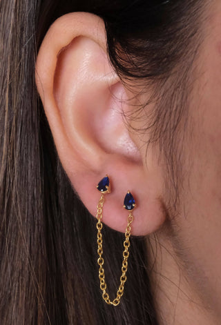 Sapphire Drop Ear Chain