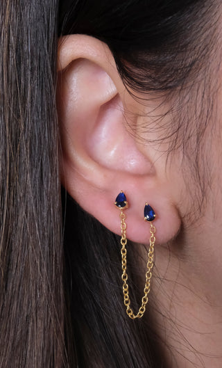 Sapphire Drop Ear Chain