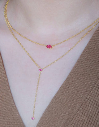 Ruby Drop Lariat Necklace