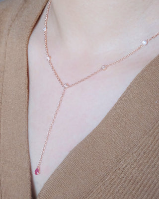 Ruby Duet Lariat Necklace