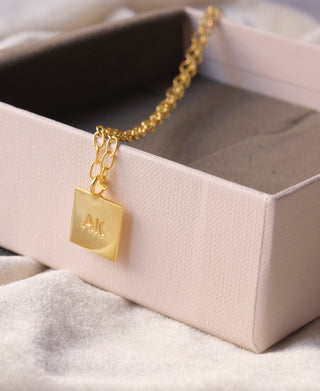 Engraved Square Bar Necklace