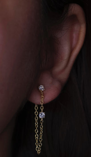 Double Stud Chain Earrings