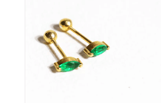 Emerald Marquise Studs