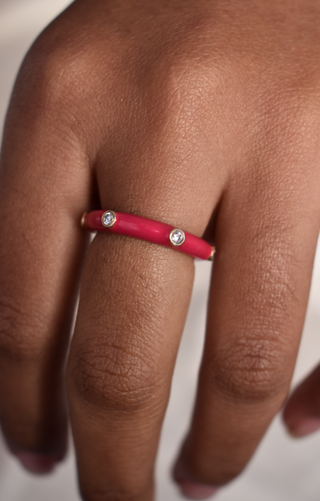 Pink Studded Enamel Ring