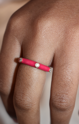 Pink Studded Enamel Ring