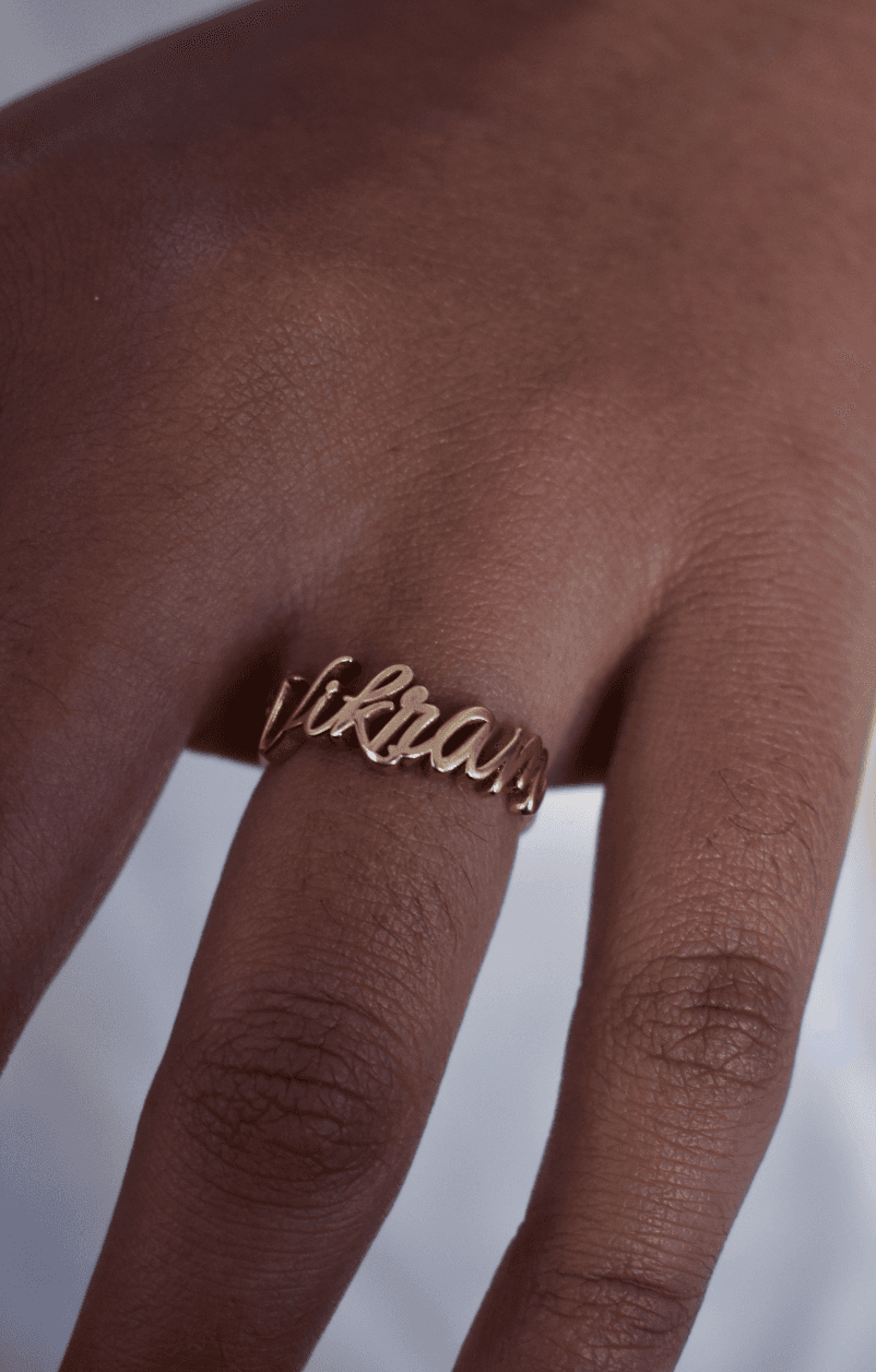 Gold Plated Custom Family Name Ring for Women