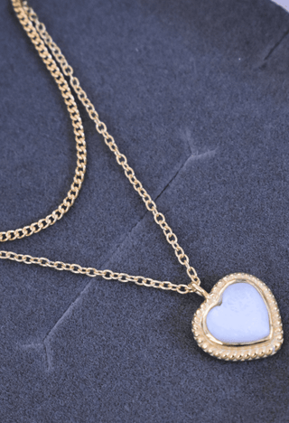 Curb Necklace + Heart Stone Necklace