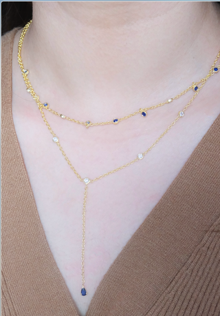 Sapphire Duet Lariat Necklace