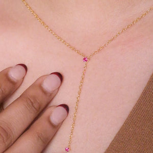 Ruby Drop Lariat Necklace