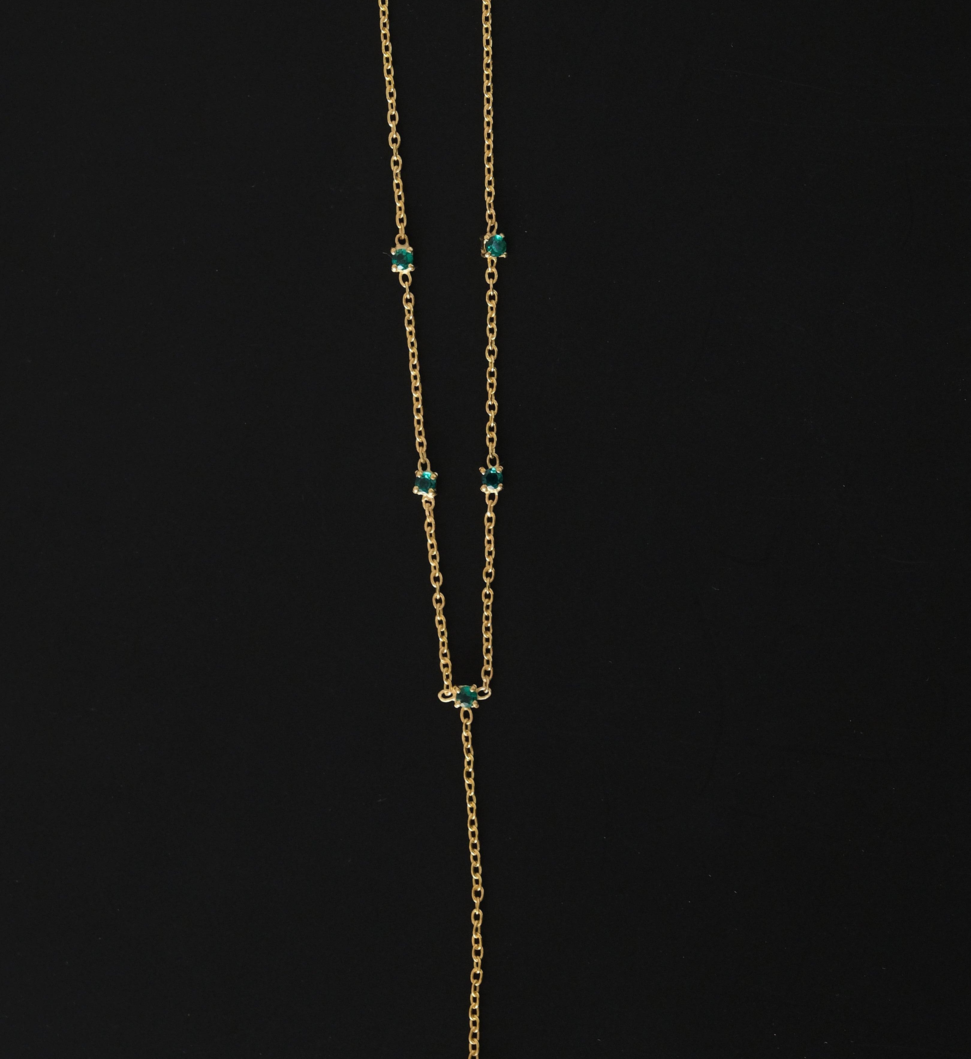 Emerald Lariat Necklace-Lariats-Anushka Jain Jewellery