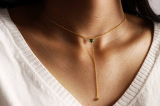 Emerald Drop Lariat Necklace